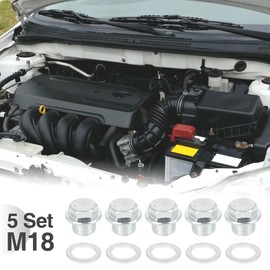 X AUTOHAUX 5 Sets Oil Drain Plug with Sealing Ring M18 x 1.5 Metal Oil Pan Drain Plug