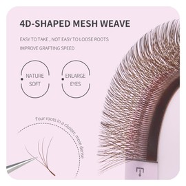 ANNAFRIS 4D Premade Fan W Shape Eyelash Extensions Volume Self Fanning False Lashes Makeup Supplies Professional Use Lash Extension (Brown 0.07 D 8-15mm Mix)