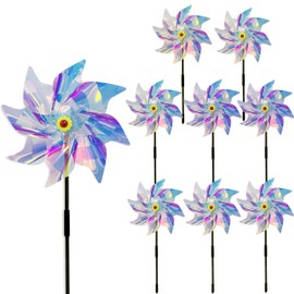 5 Pack Pinwheels for Yard and Garden,Reflective Pinwheels Bird Deterrents Pinwheels for Outside Pinwheel Devices Outdoor Pinwheels for Kids (Transparent Pinwheel 5)
