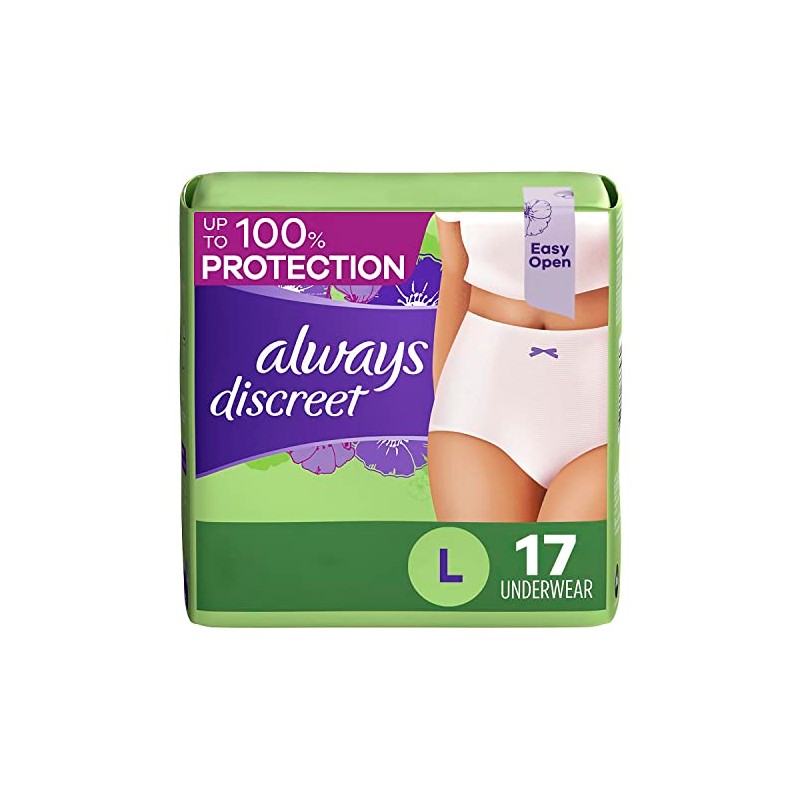 Discreet, Incontinence Underwear, Maximum Classic Cut, Large, 17 Count