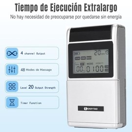 E T EASYTAO | TENS Electroestimulador Muscular Profesional - Electrodos para Fisioterapia. Aparato para Masajes Musculares con 48 Modos, Ideal para Aliviar Dolor de Espalda, Cuello, Ciática y Más