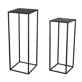 ALPOME Pack of 2 Assembled Black Plant Stand indoor steel frame Flower Stands drink tablewith stable for party wedding Living Room Patio Garden