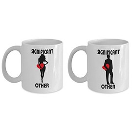 mmandiDESIGNS Significant Other & Significant Other Coffee Mugs Perfect Male or Female Couple's Present Ceramic Tea Drink Cup Set 11 oz