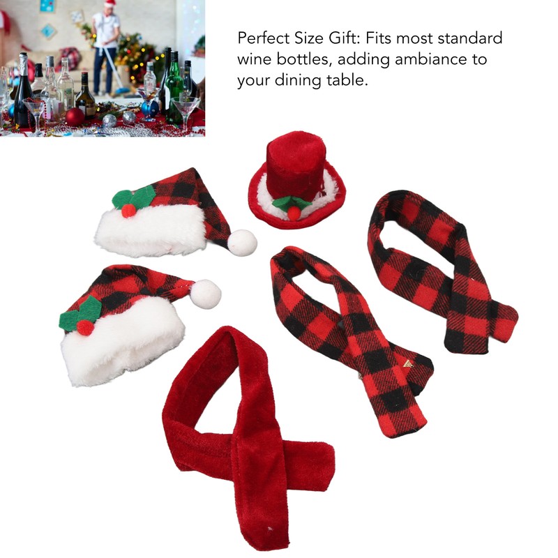Christmas Wine Bottle Knit Hat Scarf Set Small Nylon Cotton