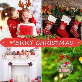 16 Pieces Clear Round Acrylic Christmas Ornament with Red Ribbon DIY Blank Round Acrylic Ornament Transparent Circle Discs for Christmas Bauble Tree Decoration Tag Craft (Cute Style, 4 Inches)