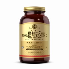 Solgar Ester-C Plus 500 mg Vitamin C (Ascorbate Complex) - 250 Vegetable Capsules - Gentle & Non Acidic - Antioxidant & Immune Support - Non GMO, Vegan, Gluten Free, Kosher - 250 Servings