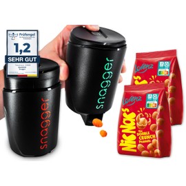 snagger Double Pack – The Snack Dispenser / Clean Hands When Snacking/Suitable for Peanuts, NicNacs, UVM/Gamer Gift, Gifts for Men Women, Nicnac Dispenser (Double Pack Black Edition)