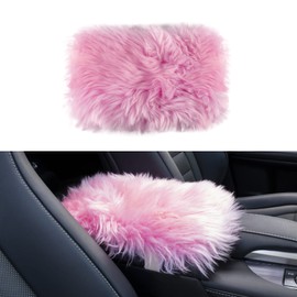 Amiss Genuine Wool Auto Center Console Pad, Universal Car Armrest Seat Box Cover, Soft Wool Auto Armrest Cover Protector for Most Vehicle, SUV, Truck, Car - Pink