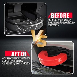 XhuangTech Tow Hook Covers Fit for C-hevy/C-hevrolet Silverado 1500 2007-2025 & G-MC Sierra 1500 2007-2018, Front Customized Tow Hook Protector Cover Accessories, Hitch Cover Car Tow Hooks (2PCS, Red)