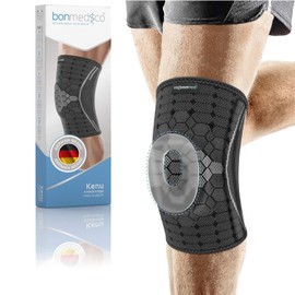 bonmedico Knee Support Sleeve – Compression Knee Brace for Men & Women – Breathable & Flexible Fit for Running, Sports & Daily Use – Supports Left/Right Knee (Gray Black, M)