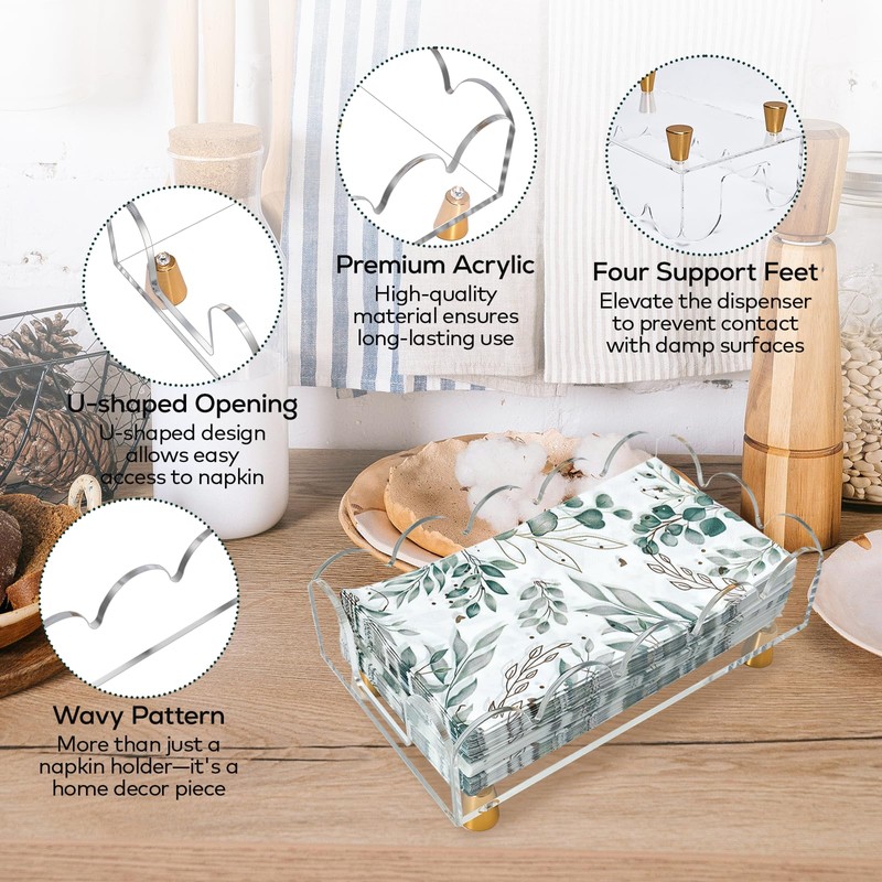 Ebrima Acrylic Napkin Holder, 9.5 Inch Napkin Holders with Base,