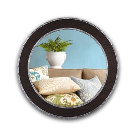 CHLOE's Reflection Vertical Hanging Black-Wood Finish Circle Framed Wall Mirror 30" Height