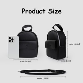 WisePoint Mini Backpack Cute Backpack, PU Leather Small Backpack Purse for Women and Girls, Stylish Womens Backpack Purse (black)