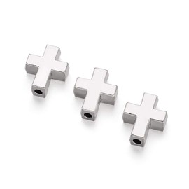 Beadthoven 10pcs Tibetan Style Antique Silver Alloy Cross Pendant Beads for DIY Bracelet Necklace Jewelry Making 15x12x5mm