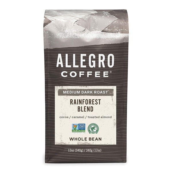 Allegro Coffee Rainforest Blend Whole Bean Coffee, 12 oz