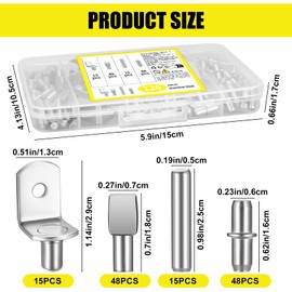 Shelf Pins Kit, 120 Pcs/4 Styles Shelf Pegs Kit, 5mm 6mm Shelf Support Pins, Shelf Bracket Pegs, Nickel Plated Cabinet Shelf Pins Support for Kitchen Cabinet Bookcase Shelf Furniture Pins Pegs