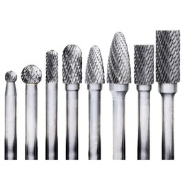 Fairmount Tools 8 Piece Long Shaft Rotary Carbide Cutter Files Burr Set with Storage Case