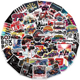 50pcs F1 Racing Stickers for Car Fans, Cool Sports Car Stickers, Waterproof Vinyl Supercar Sticker Decals for Water Bottles, Laptops, Skateboard, Helmet for Teens and Adults