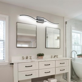 PRESDE 24in Dimmable Modern Black LED Bathroom Vanity Light, Bathroom Light Fixture Over Mirror,Vanity Lighting bar