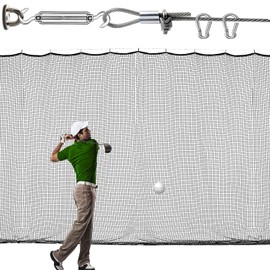 LAKNUAL Golf Practice Netting, 12X15ft Golf Hitting Hanging Kit, Sports Practice Barrier Net for Backyard and Garage, Indoor/Outdoor DIY Sports Netting for Baseball, Hockey, Soccer