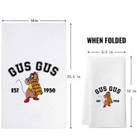 ZJXHPO Gus Gus Kitchen Towel Fairy Tale Tea Towel Rat Mouse Dishes Towel Gus Gus Mouse Lover Kitchen Decor (Gus Towel), Small