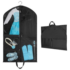 OSDUE Children's Clothing Bag, Children's Garment Bag with 5 Pockets, Foldable Children's Garment Bag, Short Clothing Hanging Cover for Easy Organisation for Dancers, Performances, Beauty Pageants,