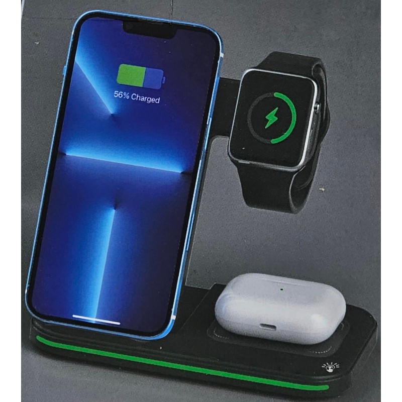 3 in 1 Wireless Phone Charger, Black