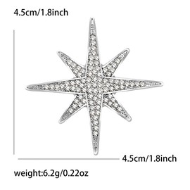 Rhinestones Star Brooch Pin for Women Men Simple Sparkly Crystal Corsage Brooches Lapel Pins Dresses Suit Scarf Shawl Clip Bouquet Badge Boutonniere Corsage Accessories (Silver)
