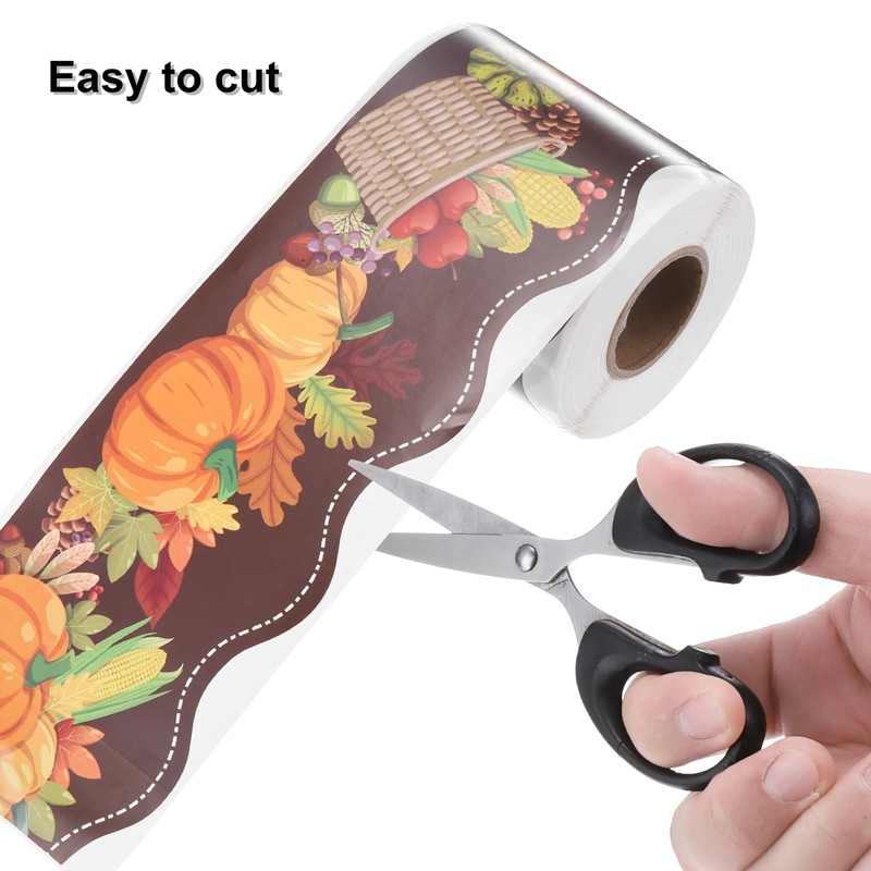 QUARKZMAN 66ft Fall Bulletin Board Borders, Maple Leaves Wavy Roll