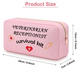 Heigebi Vet Receptionist Gift for Women Veterinarian Gift Oxford Cloth Makeup Bag Thank You Gift for Coworker Friend Doctor Veterinary Receptionist Survival Kit Double Side Printed Cosmetic Pouch