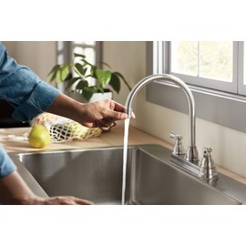 Peerless P2965LF-SS Elmhurst Two-Handle Kitchen Faucet with Twist Aerator Deck-Mount, Stainless