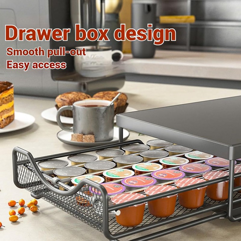 Coffee Pod Holder Storage Drawer, Compatible with Nespress-o Coffee Pods