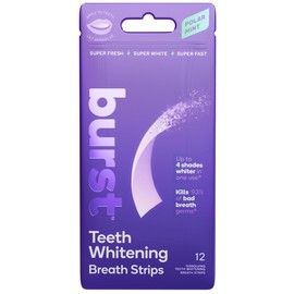Burst Teeth Whitening Breath Strips (Polar Mint/1 Pack) | Kills 93% of Bad Mouth Germs | Up to 4 Shades Whiter in One Use | Easy to Apply/Quick Dissolving
