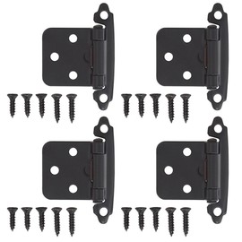 4 Pcs Self Closing Hinges Black Hinges Flush Cabinet Hinge with Screws Mini Hinges for Kitchen Bedroom Living Room Cabinet Door Window