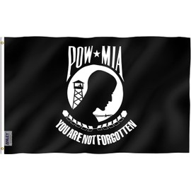 ANLEY Fly Breeze 3x5 Foot POW MIA Flag - Vivid Color and Fade Proof - Canvas Header and Double Stitched - You are Not Forgotten Prisoner of War Flags Polyester with Brass Grommets 3 X 5 Ft