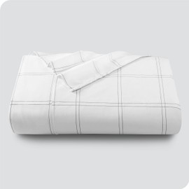 Bare Home Full Flat Sheet - Premium 1800 Ultra-Soft Top Sheet - Hotel Luxury - Double Brushed - Easy Care - 1 Full Flat Sheet Only (Full, Modern Plaid - White/Grey)