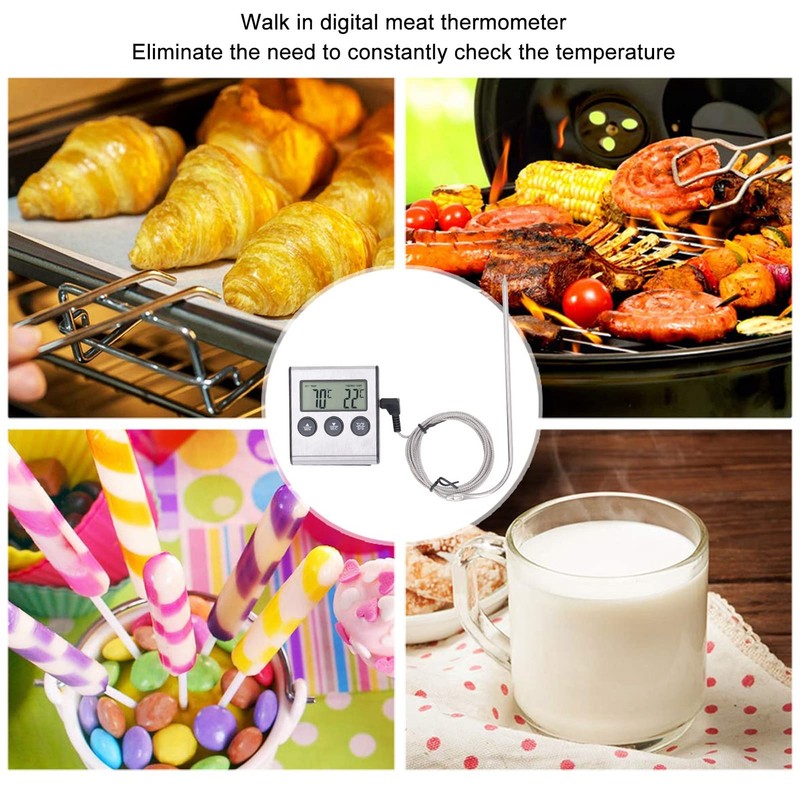 Meat Thermometer, Electronic Dual Probe Digital Timer for Oven Cooking