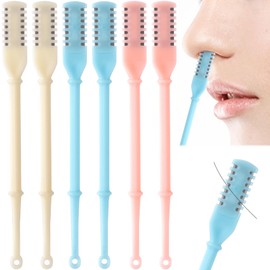Isslly 6PCS Double Sided Nose Hair Cutters, 360 Degree Nose Hair Remover Tool, 2-in-1 Nasal Hair Trimmer for Men Women (Creamy White, Blue, Pink)