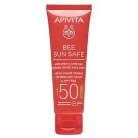 Apivita Bee Sun Safe crema antiedad y antimanchas SPF50 con color 50 ml  con hinojo marino, alga marina y cido hialurnico  unifica el tono, previene  