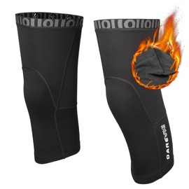 Darevie Knee Warmer for Men Thermal Cycling Leg Warmer Winter Leg Sleeves Anti-slip Knee Sleeves Fleece Lined Knee Warmers