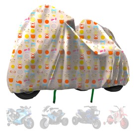RONWIN Kids Motorcycle Bike Cover 41.3L×24.8W×32.7H, 600D Cartoon Pattern Fabric with Silver Coating Waterproof, Dustproof & Sunproof Cover for Kids' Toy Motorcycles & Small Bikes