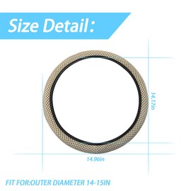 Elastic Stretch Steering Wheel Cover, Universal 15 Inch Automotive Steering Wheel Cover, Microfiber Breathable Ice Silk, Anti-Slip, Odorless, Easy Carry,Warm in Winter and Cool in Summer (Beige)