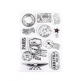 Postage Clear Stamps Travel Travel Around The World Vintange Postmark Stamps for Paper Craft Card Making Decoration and Scrapbooking