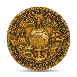 Navy Shellback Crossing The Line Challenge Coin – Trusty Shellback Ceremony Design with Colorful UV Details, Heavyweight Military Challenge Coin with Acrylic Case (1 Pack)