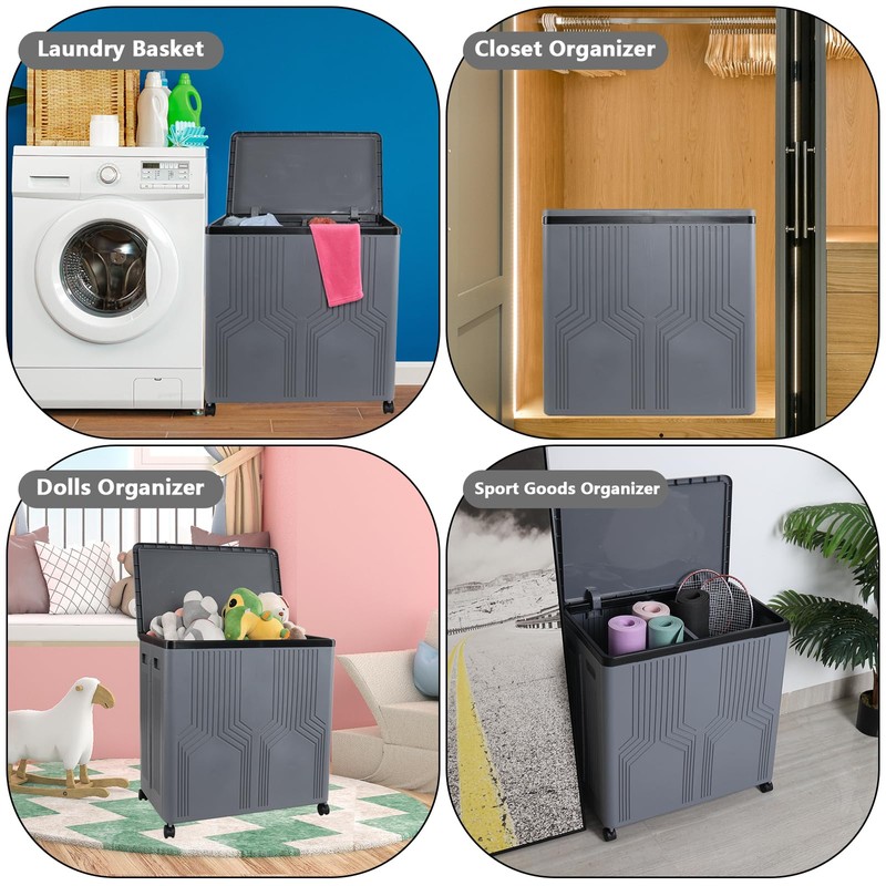 Morcte 120 L Double Collapsible Laundry Hamper with Lid and