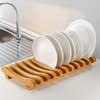 Frcctre Bamboo Dish Drying Rack, 10 Slots Bamboo Cabinet Plate