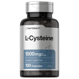 Horbach L-cisteína 1000 mg  100 cápsulas en polvo  Suplemento sin OMG ni gluten                                                                       
