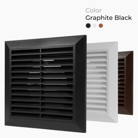 HVAC OV 4 Inch Fit - Black Plastic Vent Cover - Exhaust Dryer Vent Cover - Built-in Protection Screen and Screws Included - Outside Dimensions: 6.7 x 6.7 Inches