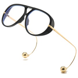 SODQW Aviator Blue Light Blocking Glasses for Women with Earring Trendy Large Big Double Bridge Designer Eyewear