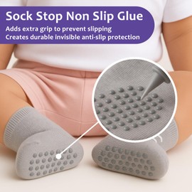 1DFAUL 100g Sock Stop Non Slip Glue Clear, Sock Anti Slip Adhesive Waterproof, Latex-Free, Water-Based, Odorless and Washable, for Hangers, Carpets, Bathroom Mats (Gray)